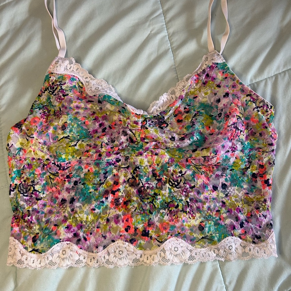 Victoria's Secret Multicolor Floral Lace-Trim Camisole